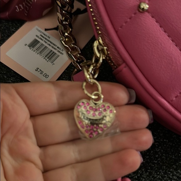 Juicy Couture Pink/Raspberry Multi Holding the Line Heart-Shaped Quilted Bag - Picture 10 of 13